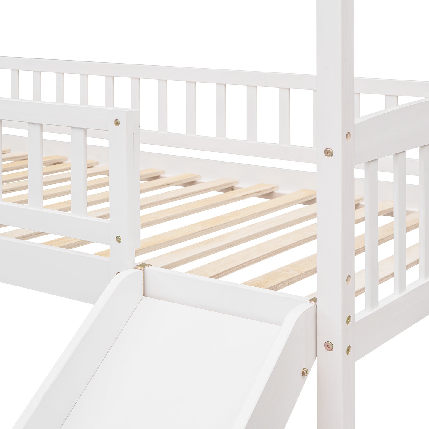 Twin Loft Bed with Slide, House Bed with Slide,White(OLD SKU :LT000212AAK)