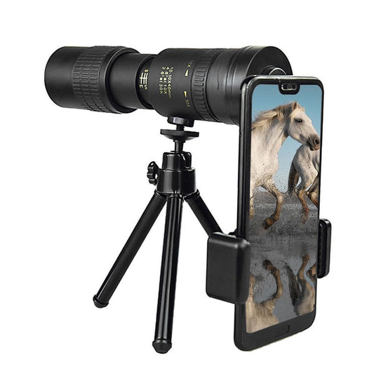 4K 10-300X40MM Super Telephoto Monocular Telescope Zoom Monocular Binoculars Pocket Telescope for Smartphone Take Picture