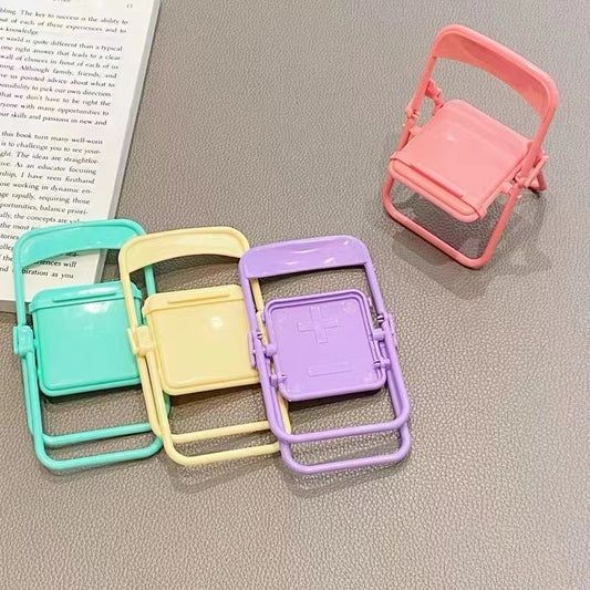 4pcs Cute Sweet Creative Desktop Mini Chair Stand Can Be Used As Decorative Ornaments Foldable Lazy Drama Mobile Phone Holder