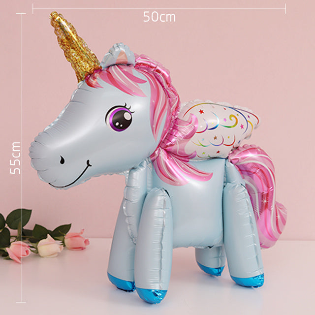 60cm 3D Unicorn Balloon Foil Inflatable Rainbow Birthday Balloons Wedding Baby Shower Kid Birthday Party Decorations Globos Gift