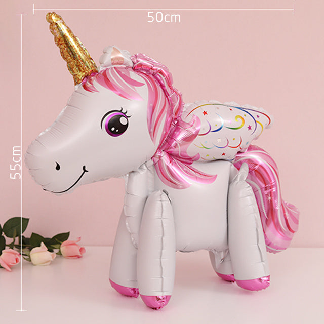 60cm 3D Unicorn Balloon Foil Inflatable Rainbow Birthday Balloons Wedding Baby Shower Kid Birthday Party Decorations Globos Gift