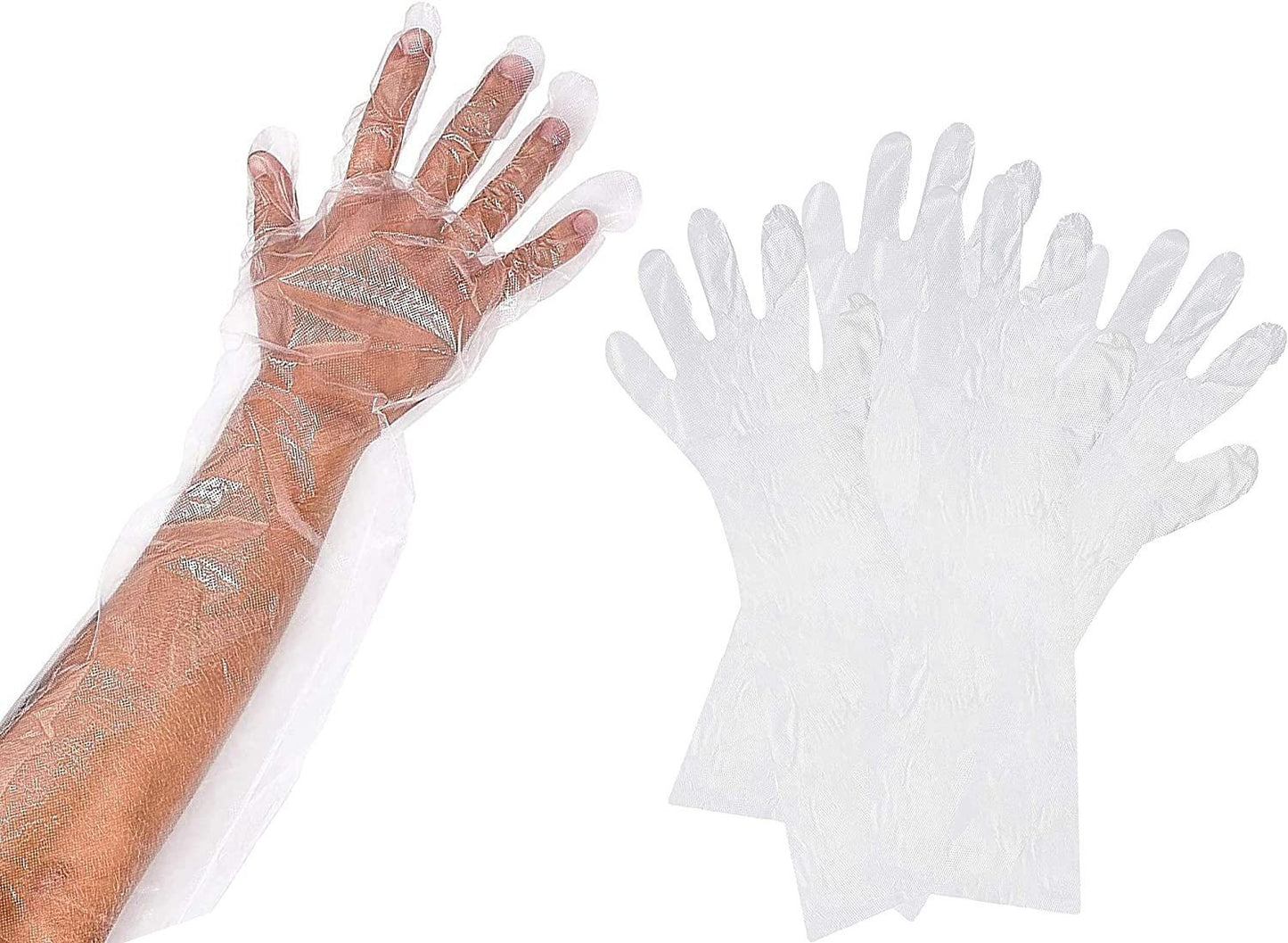 Disposable Food Gloves 22"; Pack of 1000 Clear Plastic Gloves for Food Handling; 1.1 mil Thick Poly Food Prep Gloves Disposable; Safe Plastic Food Gloves Disposable; Food Service Gloves Disposable