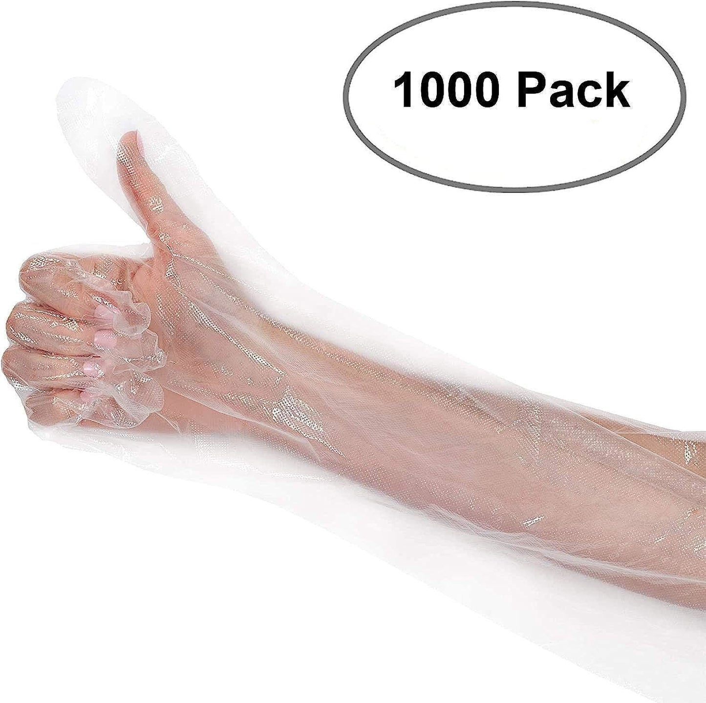 Disposable Food Gloves 22"; Pack of 1000 Clear Plastic Gloves for Food Handling; 1.1 mil Thick Poly Food Prep Gloves Disposable; Safe Plastic Food Gloves Disposable; Food Service Gloves Disposable