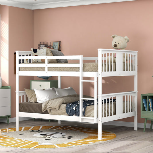 Full over Full Bunk Bed with Ladder for Bedroom;  Guest Room Furniture