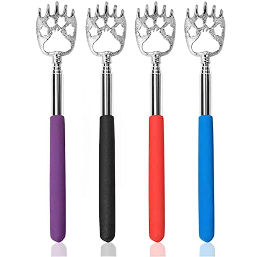 4 Pack Portable Extendable Telescopic Bear Claws Metal Back Scratchers/Hand Massager/Backslap With Rubber Handles