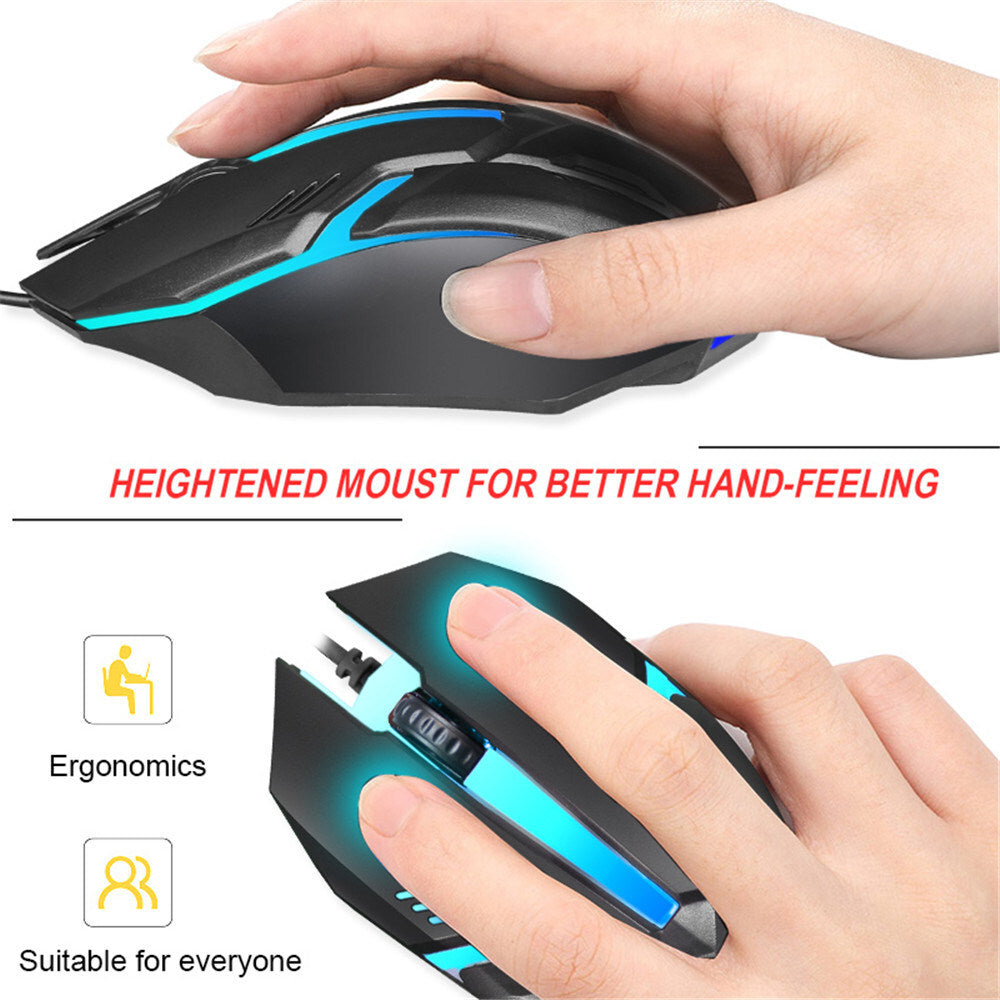 New S1 Gaming Mouse 7 Colors LED Backlight Ergonomics USB Wired Gamer Mouse Flank Cable Optical Mice Gaming Mouse