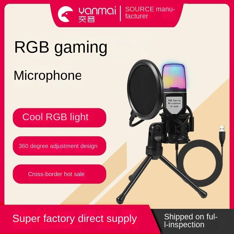 The manufacturer supplies [cross-border hot sale] clear and full rgb desktop capacitor video game computer microphone