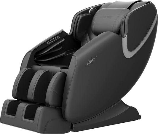 BOSSCARE Massage Chair Recliner with Zero Gravity Airbag Massage Bluetooth Speaker Foot Roller Black