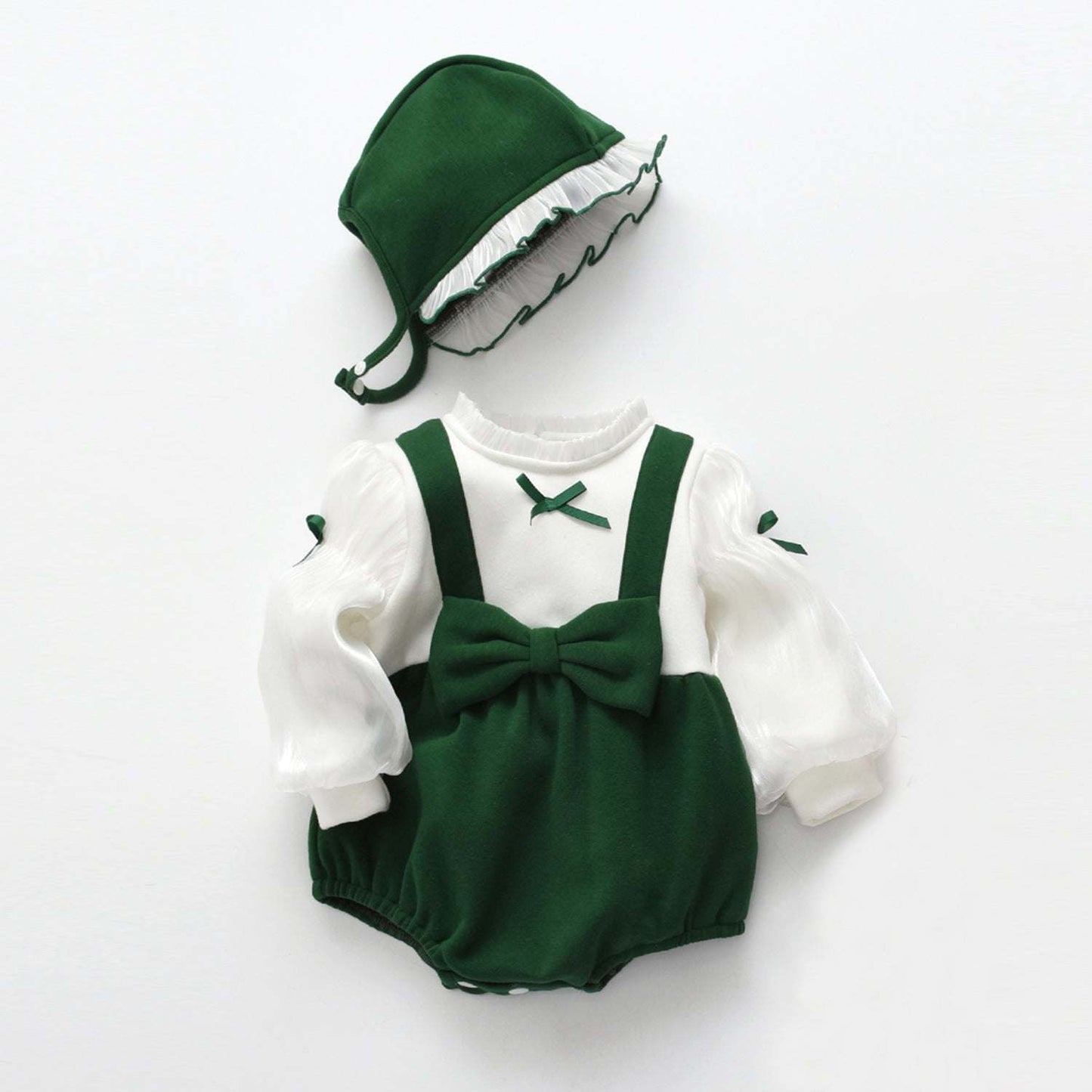 Baby False Pieces Design Bow Patched Design Long Sleeve Onesies