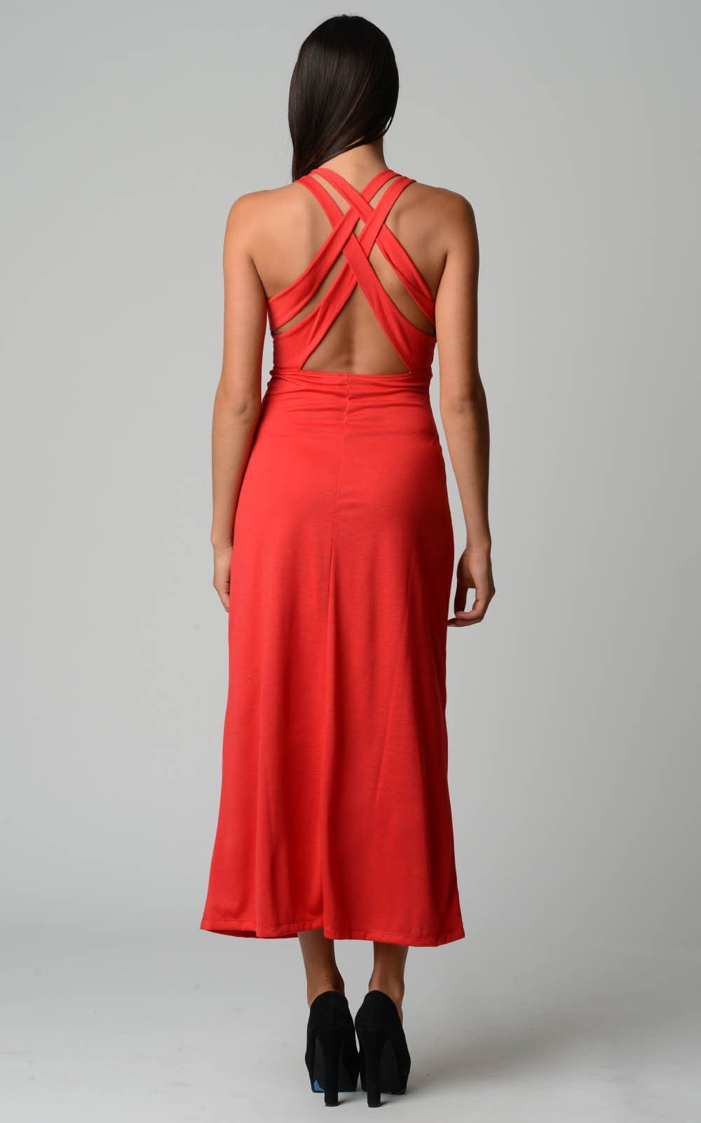 Women's Halter Maxi Dress with Cross Back Straps