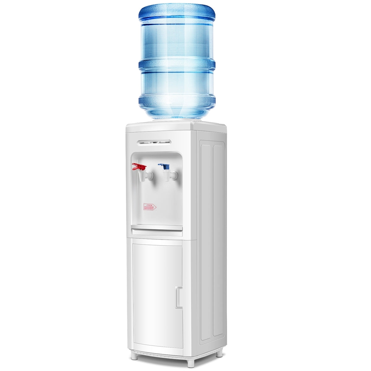 5 Gallons Hot and Cold Water Cooler Dispenser with Child Safety Lock - Color: White