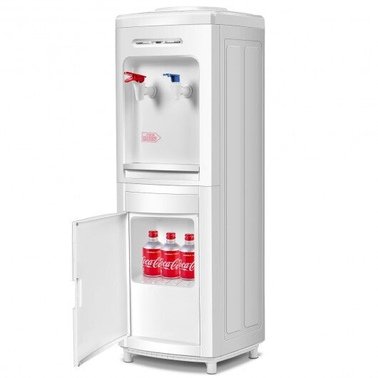 5 Gallons Hot and Cold Water Cooler Dispenser with Child Safety Lock - Color: White