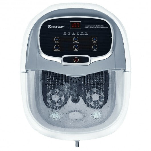 Portable All-In-One Heated Foot Bubble Spa Bath Motorized Massager-Gray - Color: Gray