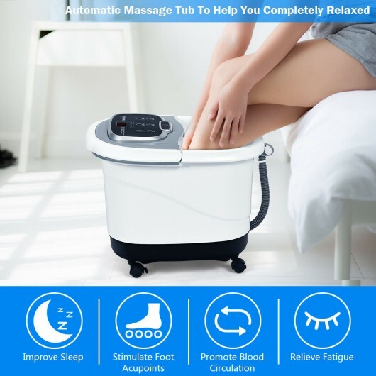 Portable All-In-One Heated Foot Bubble Spa Bath Motorized Massager-Gray - Color: Gray