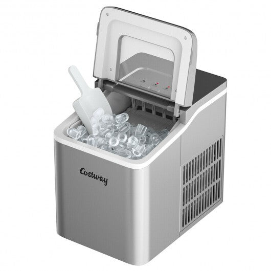 Portable Countertop Ice Maker Machine with Scoop-Silver - Color: Silver