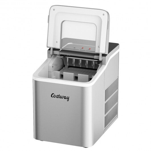 Portable Countertop Ice Maker Machine with Scoop-Silver - Color: Silver