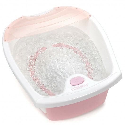 Foot Spa Bath with Bubble Massage-Pink - Color: Pink