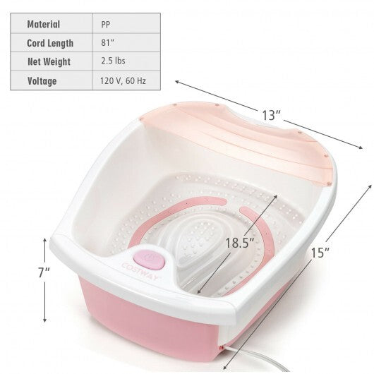 Foot Spa Bath with Bubble Massage-Pink - Color: Pink