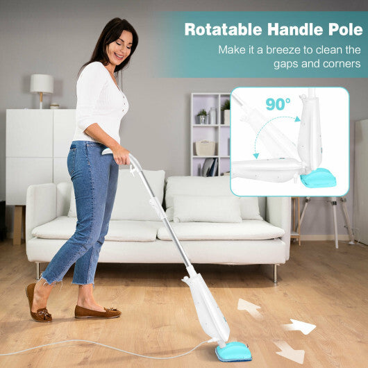 1100 W Electric Steam Mop with Water Tank for Carpet-Turquoise - Color: Turquoise