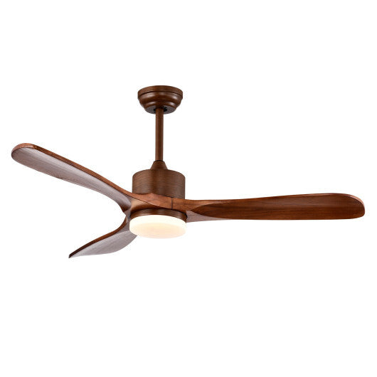 52 Inch Reversible Ceiling Fan with LED Light and Adjustable Temperature-Brown - Color: Brown