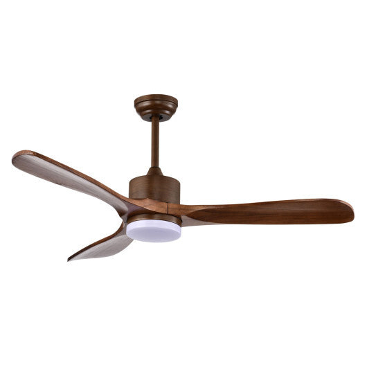 52 Inch Reversible Ceiling Fan with LED Light and Adjustable Temperature-Brown - Color: Brown