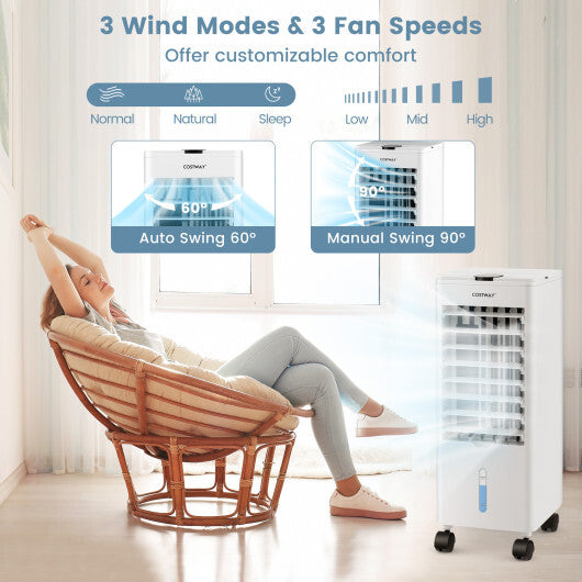 3-in-1 Evaporative Air Cooler with Remote for Home Office-White - Color: White