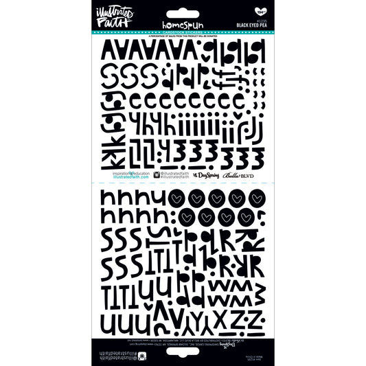 Illustrated Faith Cardstock Stickers Alphabet Homespun Black Eyed Pea