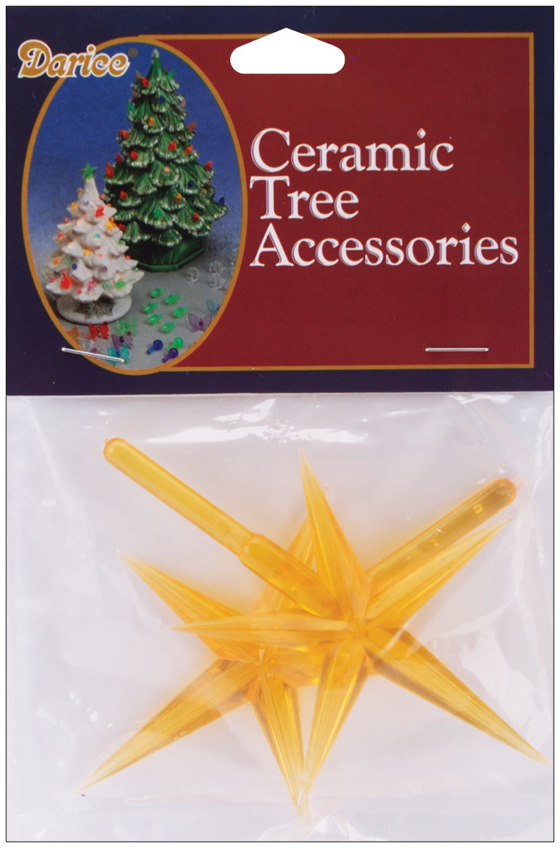 Ceramic Christmas Tree Accessories Stars 3.875 Inches X2.625 Inches Gold