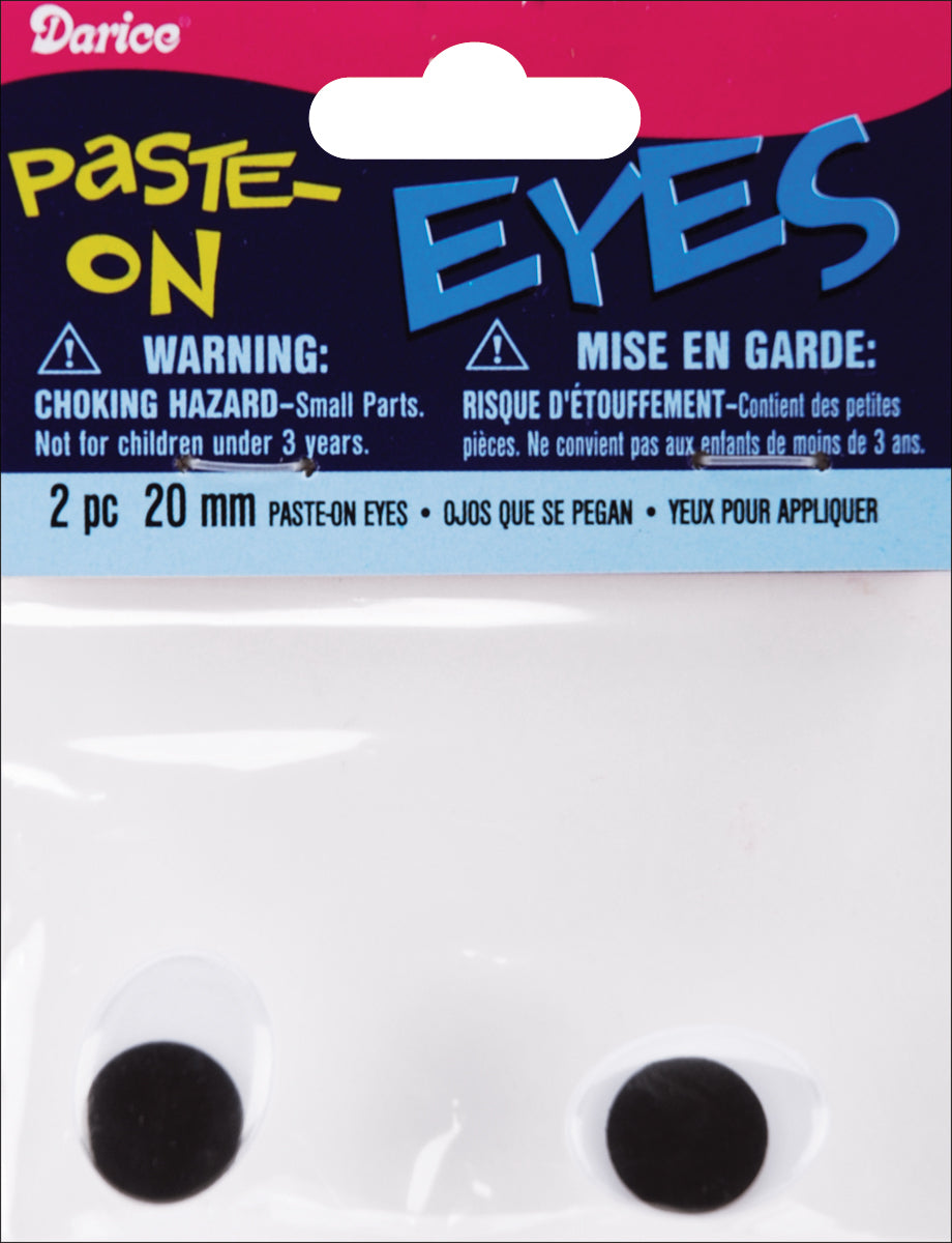 Paste On Oval Wiggle Eyes Black 20mm