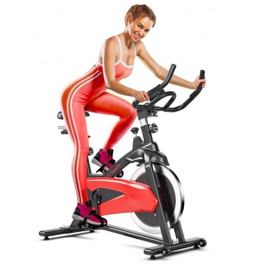 Magnetic Exercise Bike Fitness Cycling Bike with 35Lbs Flywheel for Home and Gym-Black & Red - Color: Red