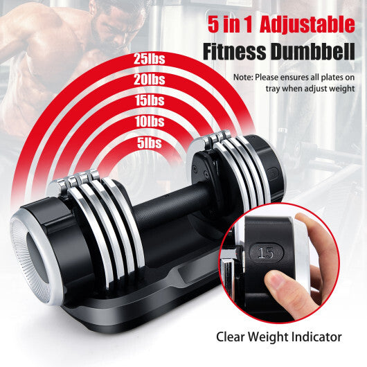 5-in-1 Weight Adjustable Dumbbell with Anti-Slip Fast Adjust Turning Handle