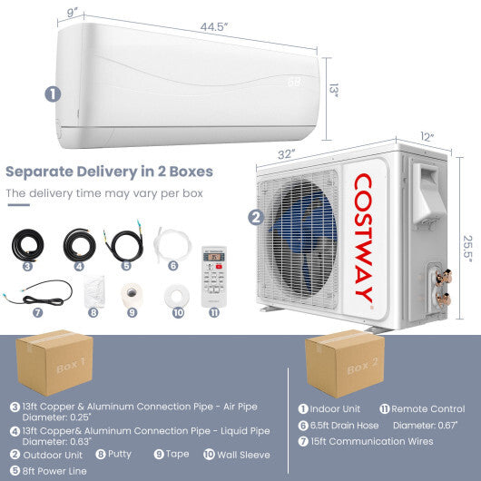 24000 BTU 18.5 SEER2 208-230V Ductless Mini Split Air Conditioner and Heater - Color: White