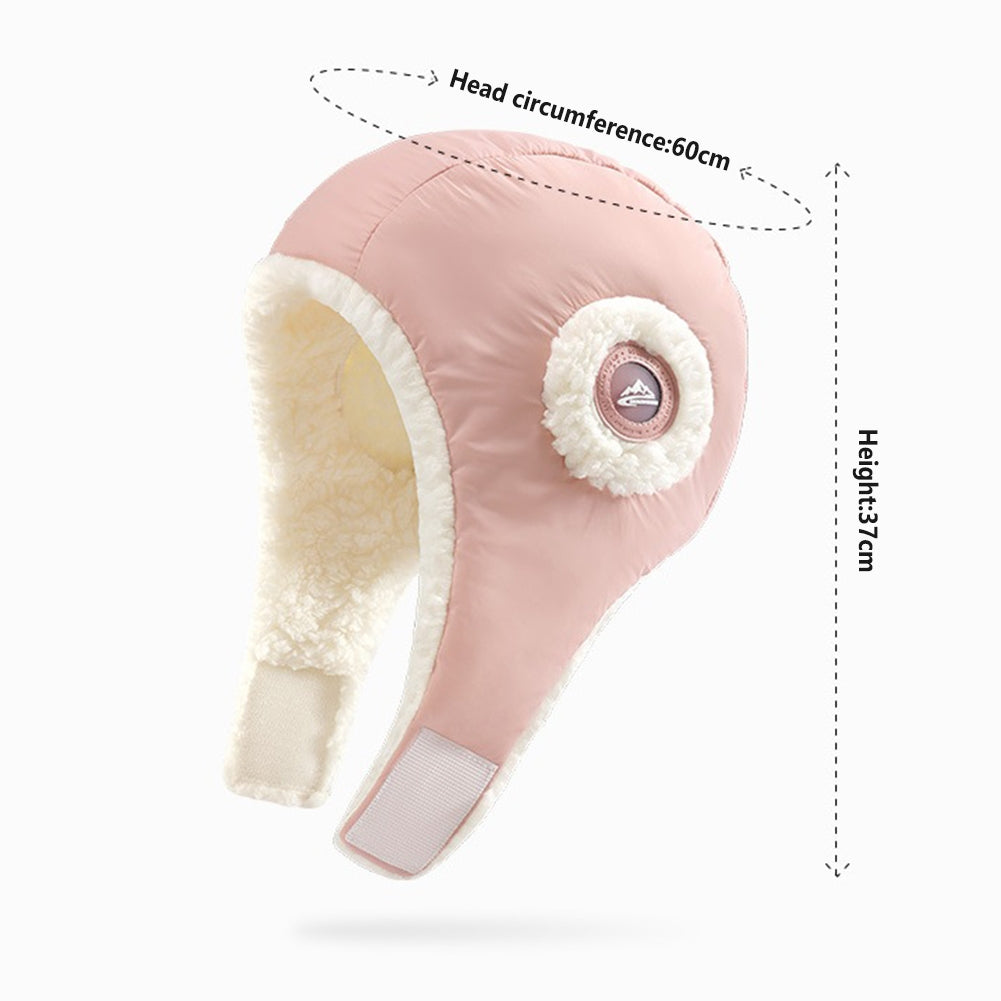 Winter Warm Bomber Hats Outdoor Windproof Waterproof Ear Protective Skiing Riding Soft Earflap Cap Beige