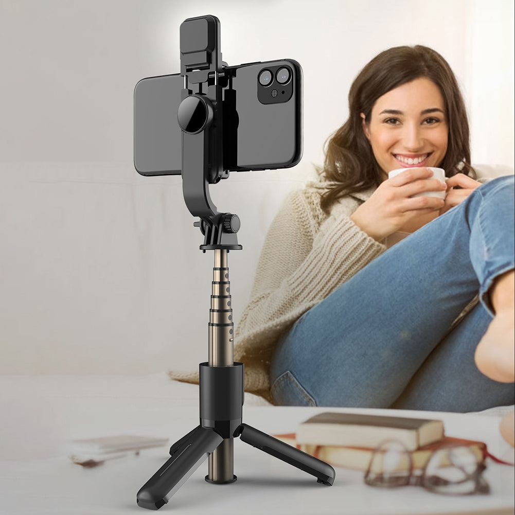 Selfie Stick Tripod Extendable Phones Selfie Extension Rod Portable Lightweight Phone Tripod Stand With Fill Light 360-Degree Rotation For Face Time Zoom Meeting L10S aluminum alloy white