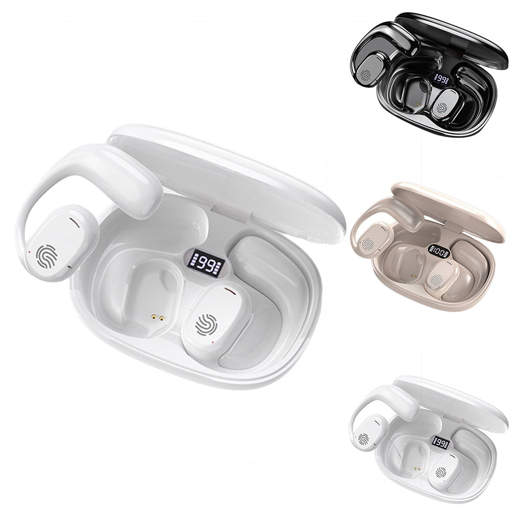 GT280 Wireless Earbuds Open-Ear HIFI Stereo Headphones With Power Display Charging Case Noise Canceling Earphones Air Conduction Headphones For Sports Gaming Hiking White