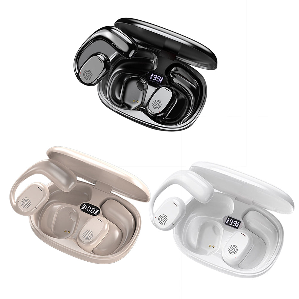 GT280 Wireless Earbuds Open-Ear HIFI Stereo Headphones With Power Display Charging Case Noise Canceling Earphones Air Conduction Headphones For Sports Gaming Hiking White