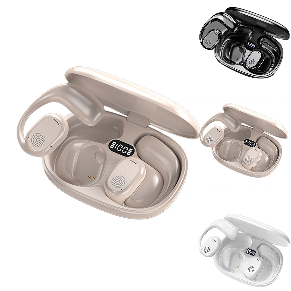 GT280 Wireless Earbuds Open-Ear HIFI Stereo Headphones With Power Display Charging Case Noise Canceling Earphones Air Conduction Headphones For Sports Gaming Hiking White