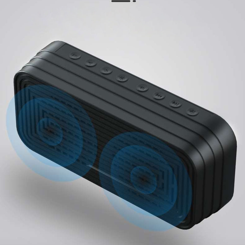 Portable Speaker, Stereo Sound Speaker Clock, TF Card 3.5mm AUX Cable Player Digital Alarm Clock Mirror Display Black