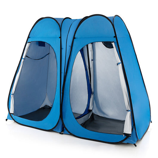 Oversized Pop Up Shower Tent with Window Floor and Storage Pocket-Blue - Color: Blue