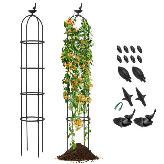 GIANTEX 2-Pack Garden Obelisk Trellis for Climbing Plants-Black - Color: Black