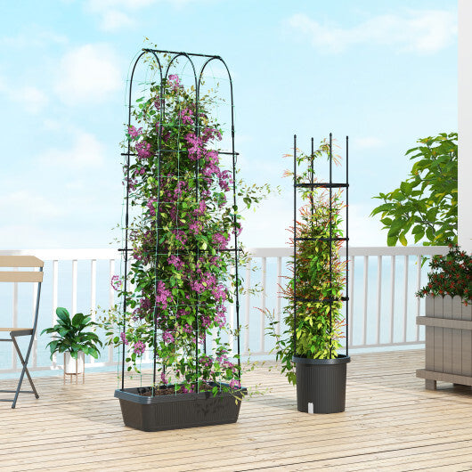 2 Pack Garden Planters with Trellis Cucumber Trellis Tomato Cage-Black - Color: Black