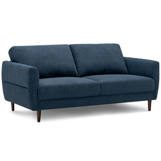 72 Inch Small Fabric Loveseat Sofa Couch with Wood Legs - Color: Navy