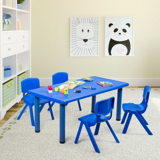 Kids Plastic Rectangular Learn and Play Table-Blue - Color: Blue