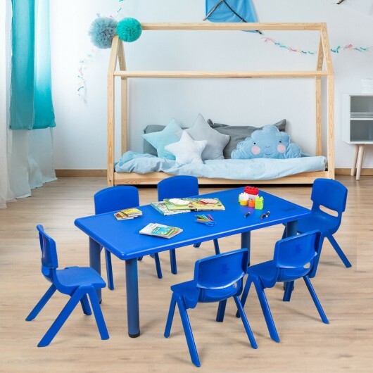 Kids Plastic Rectangular Learn and Play Table-Blue - Color: Blue