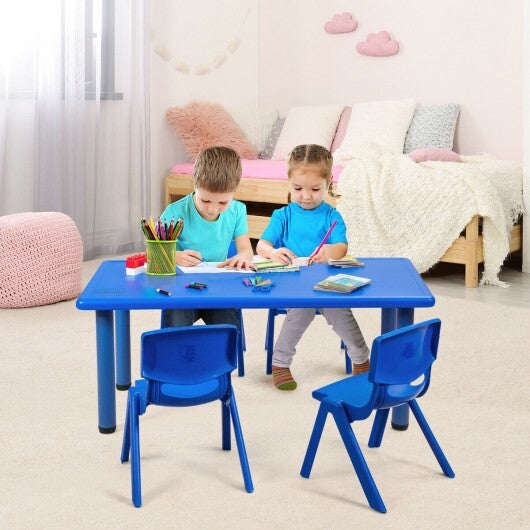 Kids Plastic Rectangular Learn and Play Table-Blue - Color: Blue