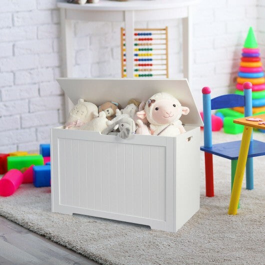 Wooden Toy Box Kids Storage Chest Bench -White - Color: White