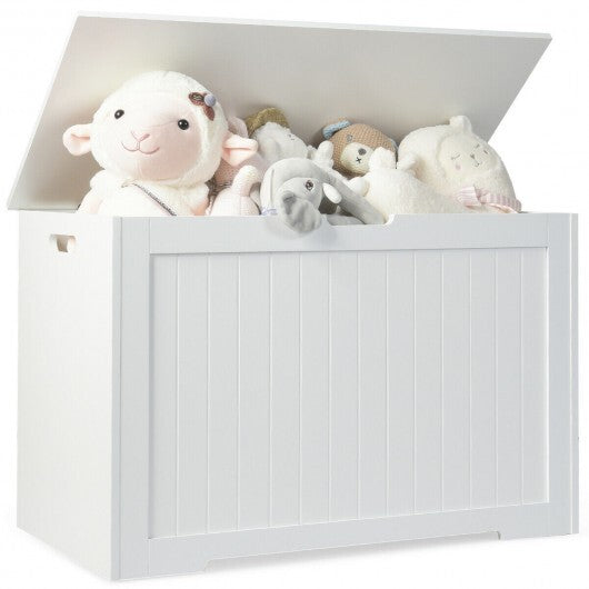 Wooden Toy Box Kids Storage Chest Bench -White - Color: White