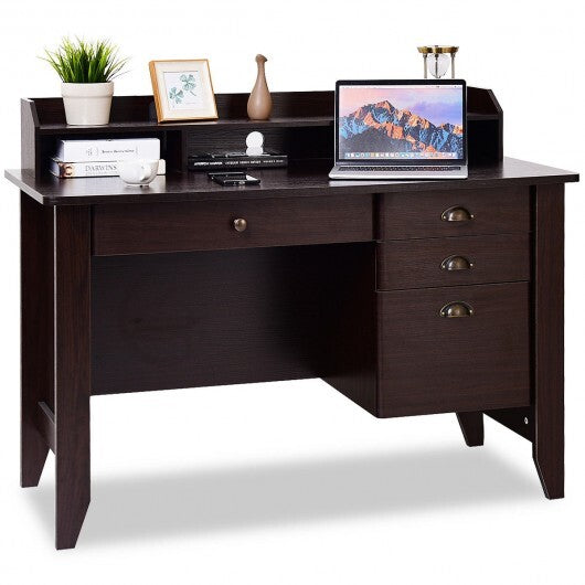 Computer Desk PC Laptop Writing Table Workstation -Brown - Color: Brown