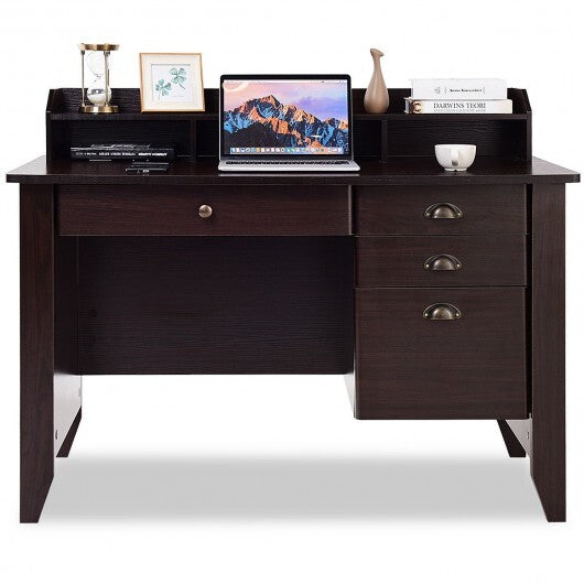 Computer Desk PC Laptop Writing Table Workstation -Brown - Color: Brown