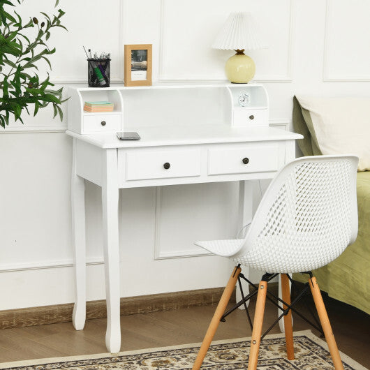 Removable Floating Organizer 2-Tier Mission Home Computer Vanity Desk-white - Color: White